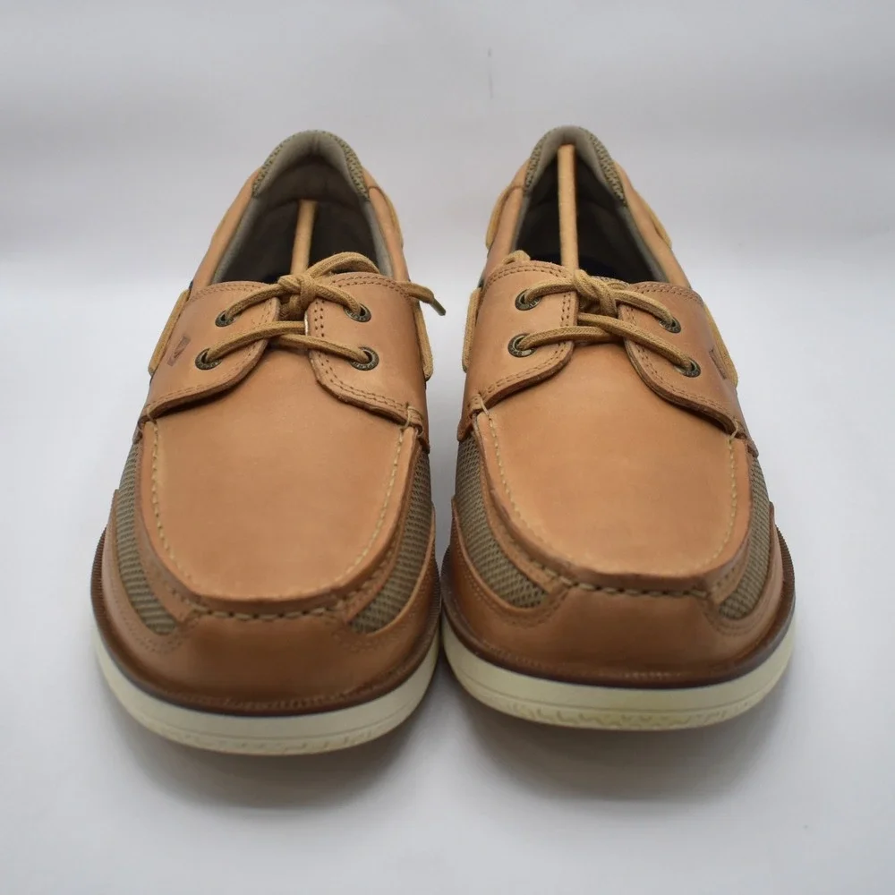 Sperry Top-Sider Surveyor 2-Eye Linen Leather Boat Shoes Size 13 Tan STS22066